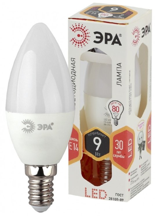 Светодиодная лампа E14 9W 2700К (теплый) Эра LED B35-9W-827-E14 (Б0027969)