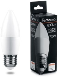 Лампа светодиодная Feron.PRO LB-1307 Свеча E27 7.5W 2700K 38056