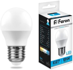 Лампа светодиодная Feron LB-550 Шарик E27 9W 6400K 25806