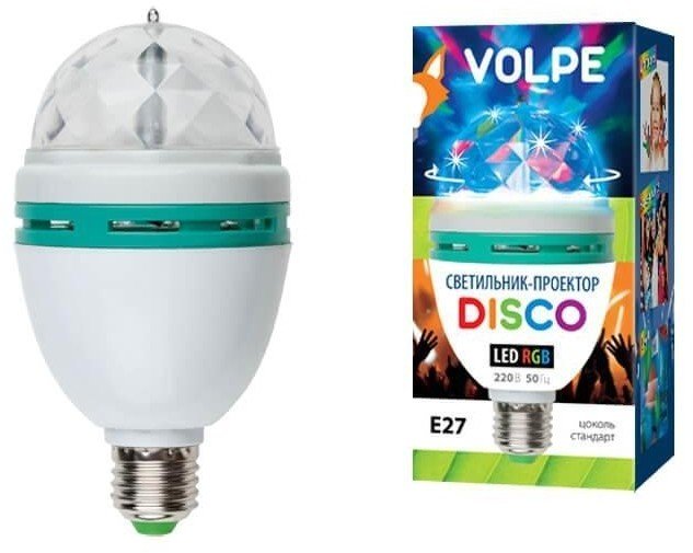 Светодиодный светильник-проектор (09839) Volpe Disko ULI-Q301 03W/RGB/E27 WHITE