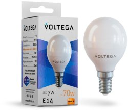 Светодиодная лампа E14 7W 2800К (теплый) Simple Voltega 7054