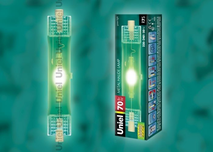 Металлогалогенная лампа R7s 70W зеленый Uniel MH-DE-70-GREEN-R7s (4848)