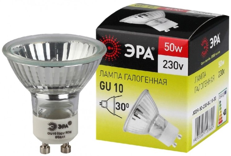 Галогенная лампа GU10 35W 3000К (теплый) Эра GU10-JCDR (MR16) -35W-230V (C0027385)