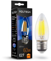 Филаментная светодиодная лампа E27 6W 2800К (теплый) Crystal Voltega 7046
