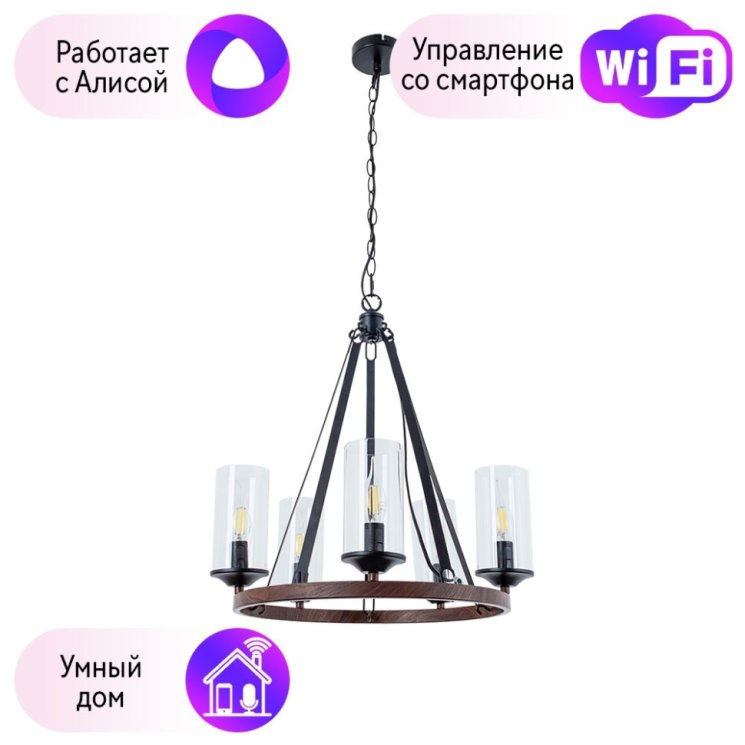 Подвесная люстра Arte Lamp Dalim с поддержкой Алиса A7014SP-5BK-A