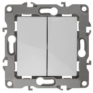 Выключатель двухклавишный ЭРА 12 10AX 250V 12-1004-01 Б0014651