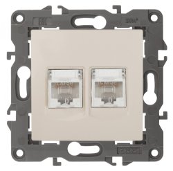 Розетка информационная 2XRJ45 ЭРА Elegance 14-3108-02 Б0034309