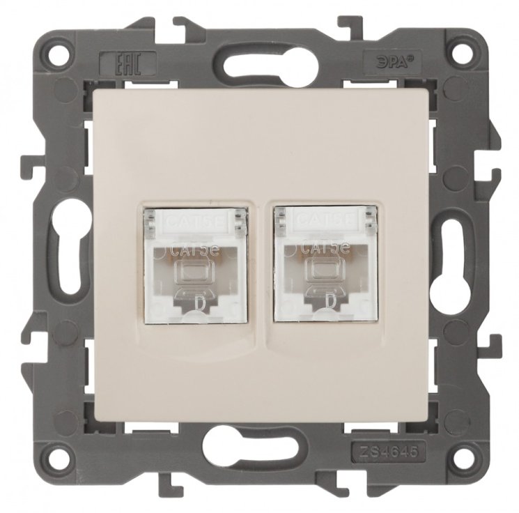 Розетка информационная 2XRJ45 ЭРА Elegance 14-3108-02 Б0034309