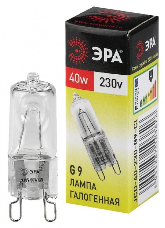 Галогенная лампа G9 40W 3000К (теплый) Эра G9-JCD-40-230V-CL (C0027378)