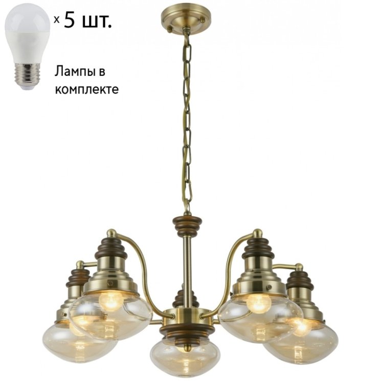 Подвесная люстра с лампочками Velante 306-503-05+Lamps E27 P45