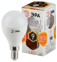 Лампа светодиодная ЭРА E14 9W 2700K матовая LED P45-9W-827-E14 Б0029041