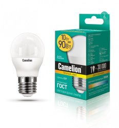 Светодиодная лампа E27 10W 3000К (теплый) G45 Camelion LED10-G45/830/E27 (13566)