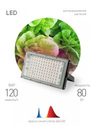 Прожектор светодиодный для растений ЭРА 50W 1310K Fito-80W-RB-Led-Y Б0053082