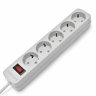 Сетевой фильтр SONNEN SPW-305, 5 розеток с заземлением, выключатель, 10 А, 3 м, белый, 513654 (513654)