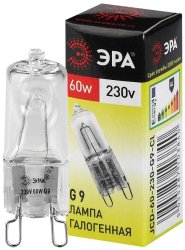 Галогенная лампа G9 60W 3000К (теплый) Эра G9-JCD-60-230V-CL (C0027370)