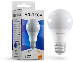 Светодиодная лампа E27 9W 2800К (теплый) Simple Voltega 8343