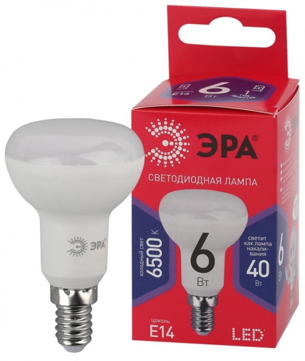 Лампа светодиодная ЭРА E14 6W 6500K матовая R50-6W-865-E14 R Б0045335