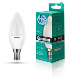 Светодиодная лампа E14 10W 4500К (холодный свет) Camelion LED10-C35/845/E14 (13561)