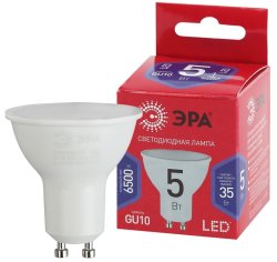 Лампа светодиодная ЭРА GU10 5W 6500K матовая MR16-5W-865-GU10 R Б0045348
