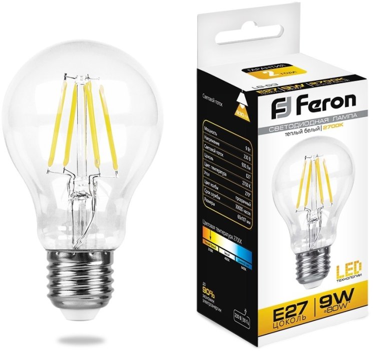 Лампа светодиодная Feron LB-63 Шар E27 9W 2700K 25631