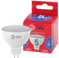 Лампа светодиодная ЭРА GU5.3 5W 6500K матовая MR16-5W-865-GU5.3 R Б0045349