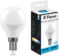 Светодиодная лампа E14 9W 6400K (холодный) G45 Feron LB-550 (25803)