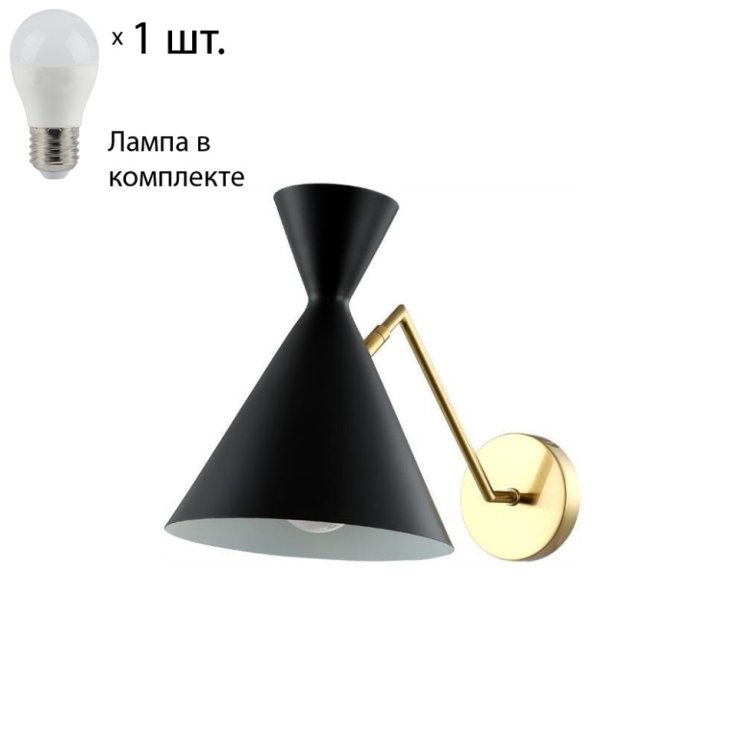 Бра Joven Crystal Lux с лампочкой JOVEN AP1 GOLD/BLACK+Lamps E27 P45