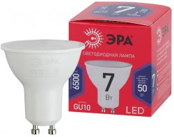 Лампа светодиодная ЭРА GU10 7W 6500K матовая MR16-7W-865-GU10 R Б0045350