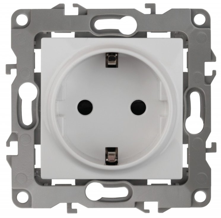Розетка ЭРА 12 2P E Schuko со шторками 16A 250V 12-2102-01 Б0014687