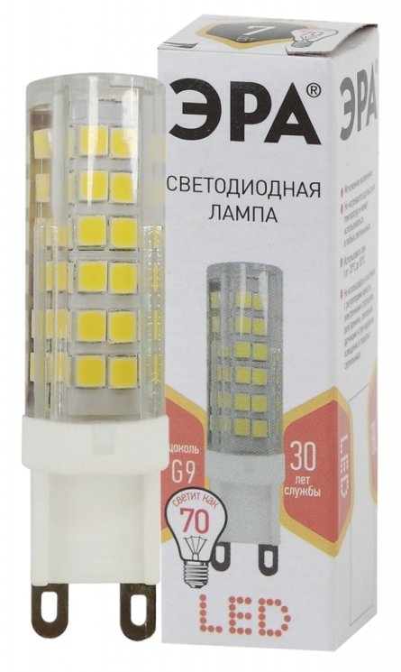 Светодиодная лампа G9 7W 2700К (теплый) Эра LED JCD-7W-CER-827-G9 (Б0027865)