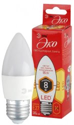 Светодиодная лампа E27 8W 2700К (теплый) Эра ECO LED B35-8W-827-E27 (Б0030020)