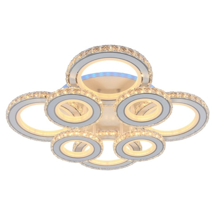 Светодиодная диммируемая люстра с ПДУ Profit Light 8061/4+4 WHT 320W+10W RGB