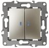 Выключатель двухклавишный с подсветкой ЭРА 12 10AX 250V 12-1105-04 Б0014660