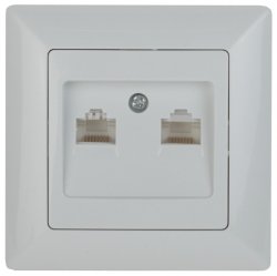 Розетка компьютерная 2xRJ45 ЭРА Intro Solo белый 4-304-01 Б0043389