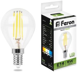 Светодиодная лампа E14 5W 4000K (белый) G45 Feron LB-61 (25579)