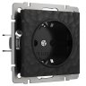 Розетка с заземлением и шторками (черный) Hammer Werkel W1271108