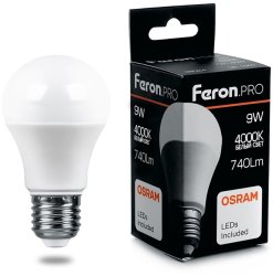 Лампа светодиодная Feron.PRO LB-1009 Шар E27 9W 4000K 38027