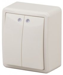 Переключатель двухклавишный с подсветкой ЭРА Эксперт 10AX 250V 11-1205-02 Б0020667