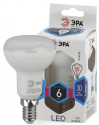 Светодиодная лампа E14 6W 4000К (белый) Эра LED R50-6W-840-E14 (Б0020556)