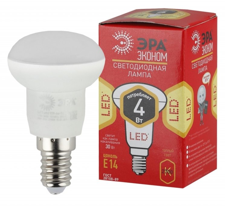 Светодиодная лампа E14 4W 2700К (теплый) Эра ECO LED R39-4W-827-E14 (Б0020631)
