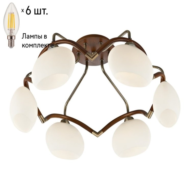 Потолочная люстра с лампочками Velante 270-507-06+Lamps E14 Свеча