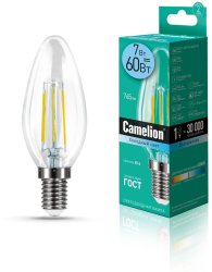 Светодиодная лампа E14 7W 4500К (холодный свет) Camelion LED7-C35-FL/845/E14 (13453)