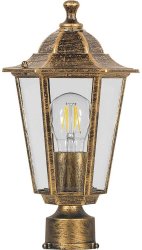 Светильник садово-парковый Feron 6103/PL6103 шестигранный на столб 60W E27 230V, черное золото 11129