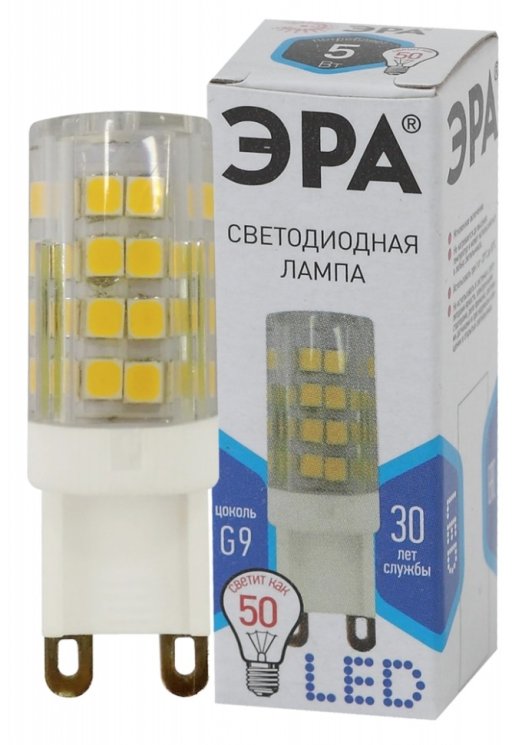 Светодиодная лампа G9 5W 4000К (белый) Эра LED JCD-5W-CER-840-G9 (Б0027864)