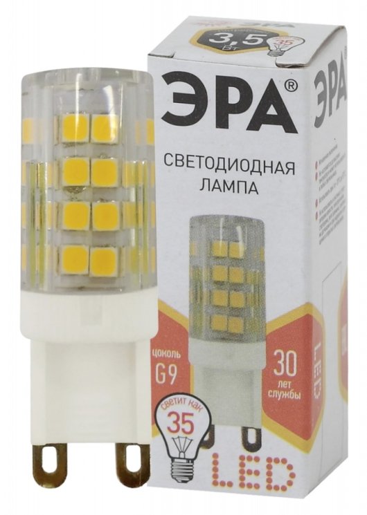 Светодиодная лампа G9 3,5W 2700К (теплый) Эра LED JCD-3,5W-CER-827-G9 (Б0027861)