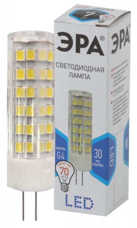 Светодиодная лампа G4 7W 4000К (белый) Эра LED JC-7W-220V-CER-840-G4 (Б0027860)