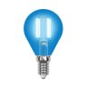 Лампа светодиодная филаментная (UL-00002989) Uniel E14 5W синий LED-G45-5W/BLUE/E14 GLA02BL