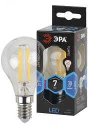 Лампа светодиодная филаментная ЭРА E14 7W 4000K прозрачная F-LED P45-7W-840-E14 Б0027947