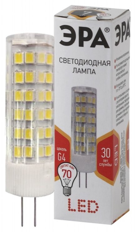 Светодиодная лампа G4 7W 4000К (белый) Эра LED JC-7W-220V-CER-827-G4 (Б0027859)