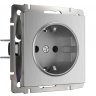 Розетка с заземлением (cеребряный рифленый) Werkel W1171009